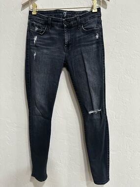 7 For All Mankind Washed Black Ankle Skinny Jeans